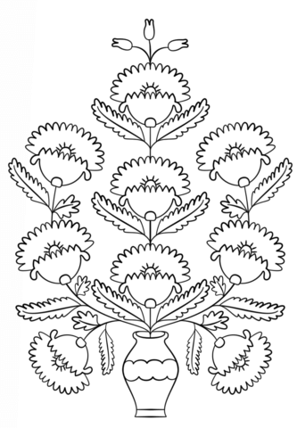 Poppy By Maria Prymachenko Coloring Page